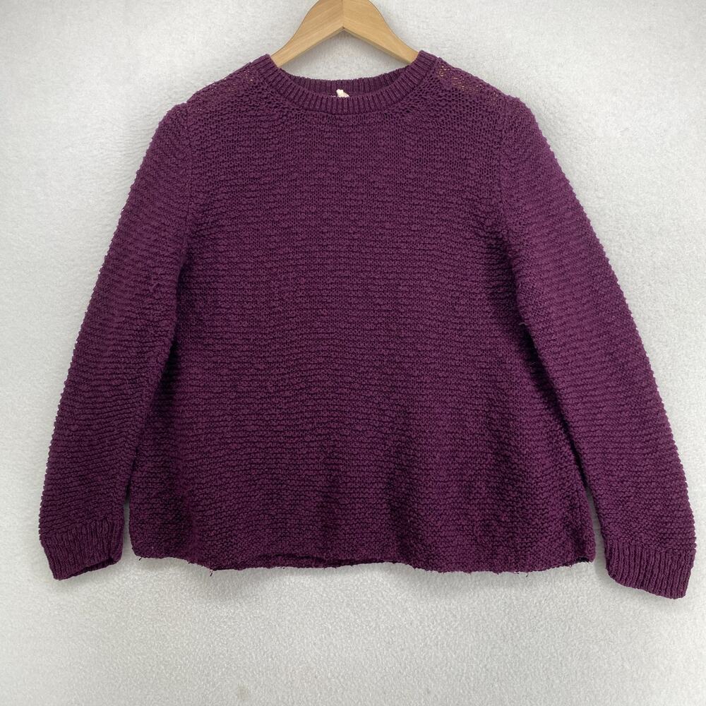 EILEEN FISHER Sweater S Organic Cotton Nubble Crew Neck Pullover Jumper Purple